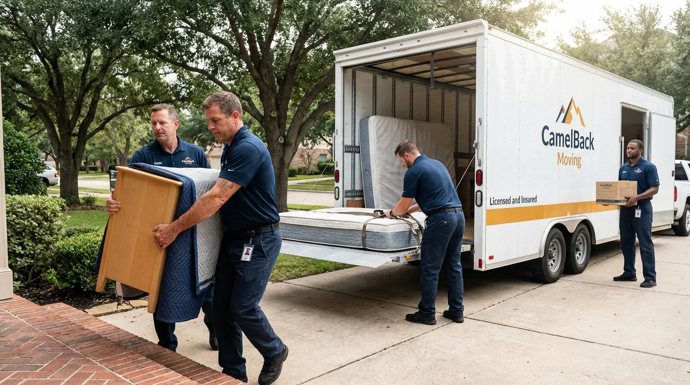Crew loading residential truck for cross-state move from Mechanicsville, MD